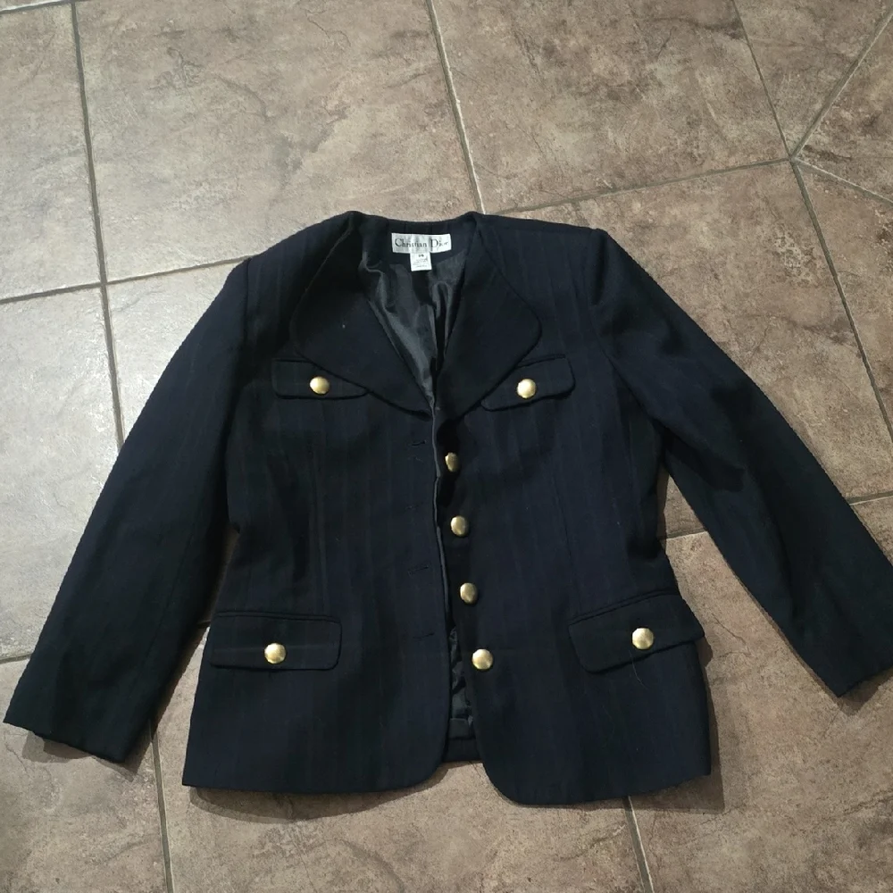 Christian Dior vintage navy Blazer with Gold Buttons sz 14